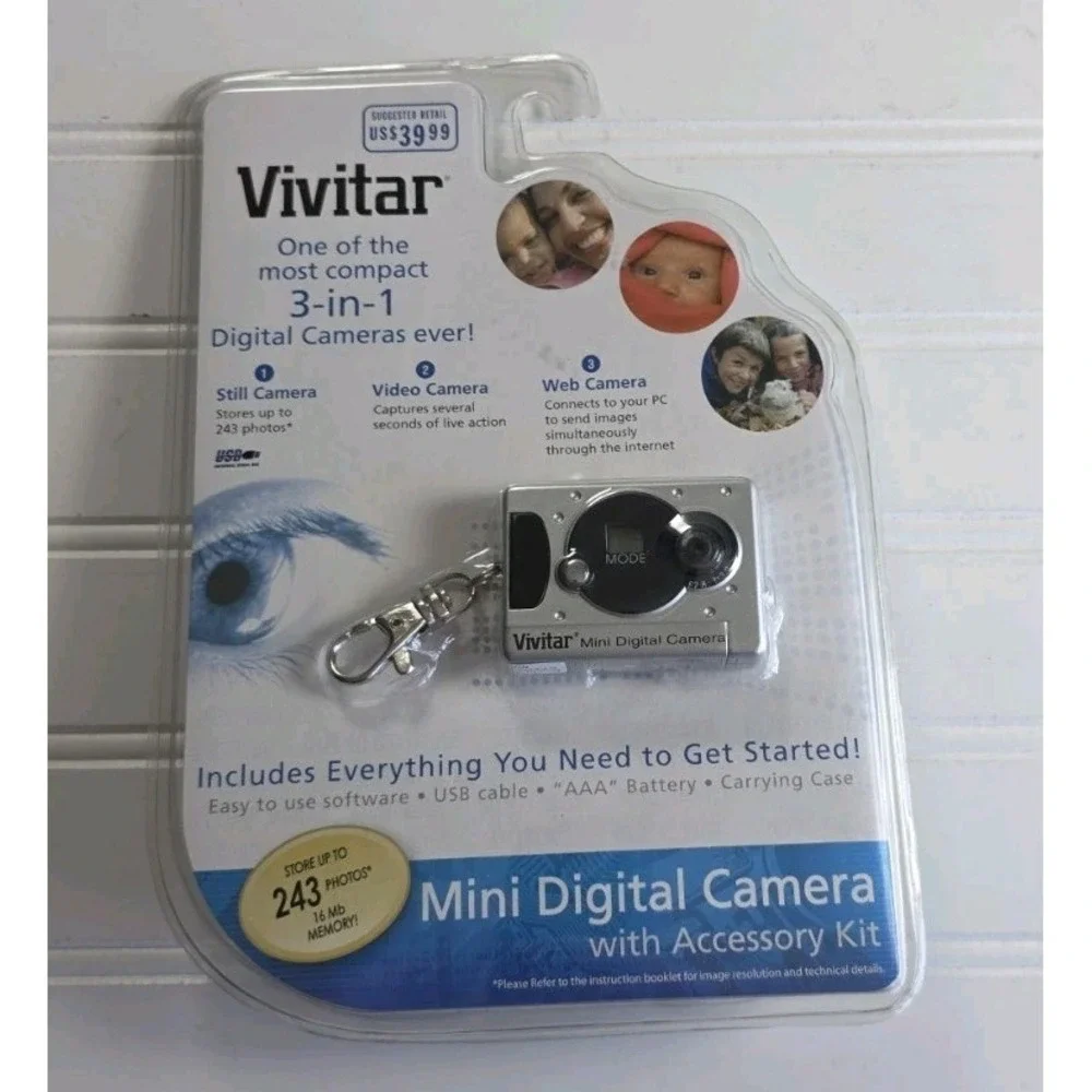 New Vivitar 3-in-1 Mini Digital Camera w WEB Cam Capability & Accessory Kit